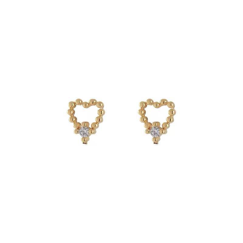 Joker Love Heart Mini Cute Compact Peach Temperament High Sense Stud Earrings