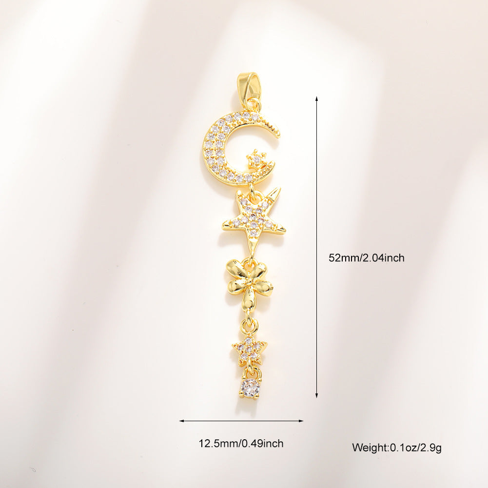 Copper Inlaid Zircon Clover Bow Tassel Love Pendant