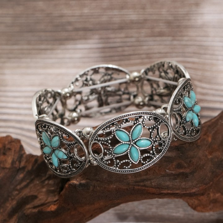 Style Personality Retro Alloy Turquoise Stretch Bracelets