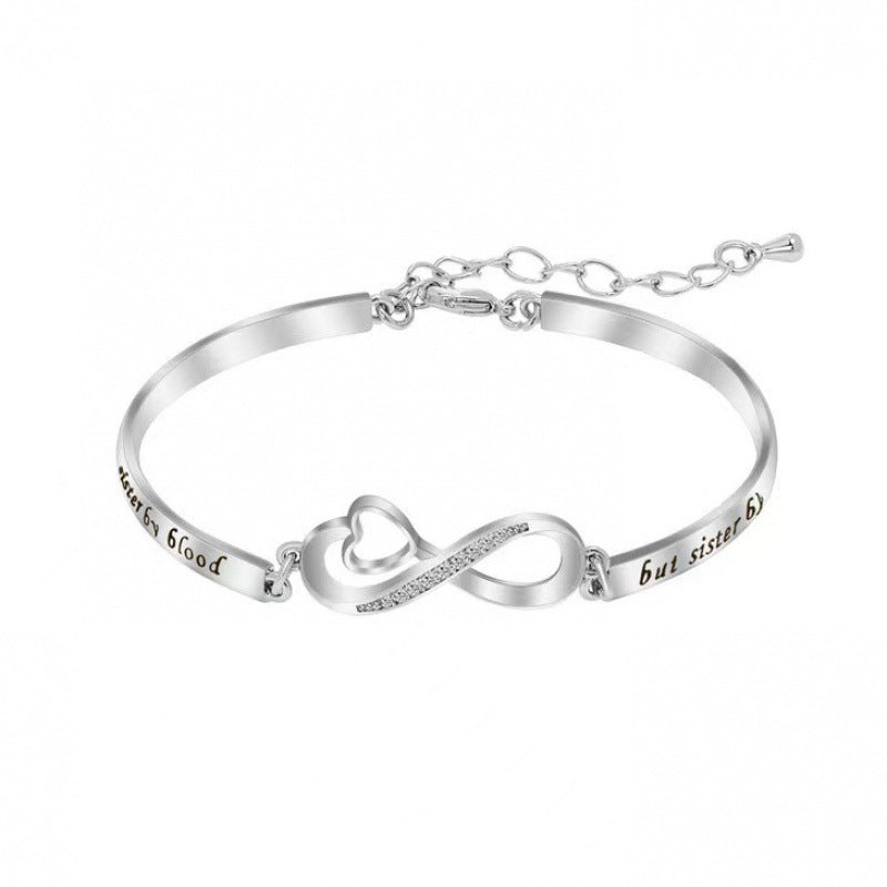Rhinestone Peach Heart Good Sisters Girlfriends Bracelets