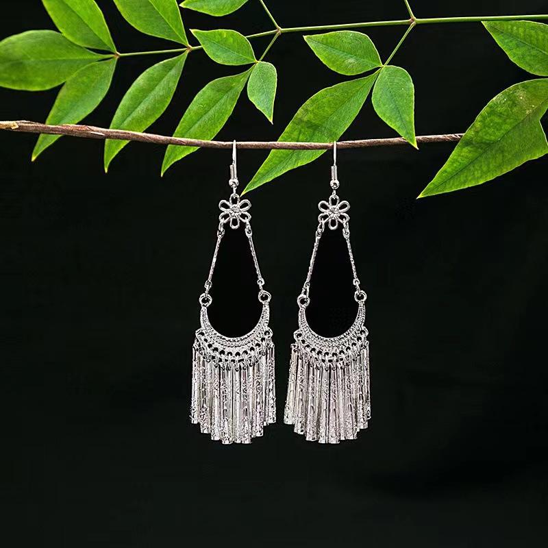 Colorful Long Feather Tassel Scenic Spot Earrings