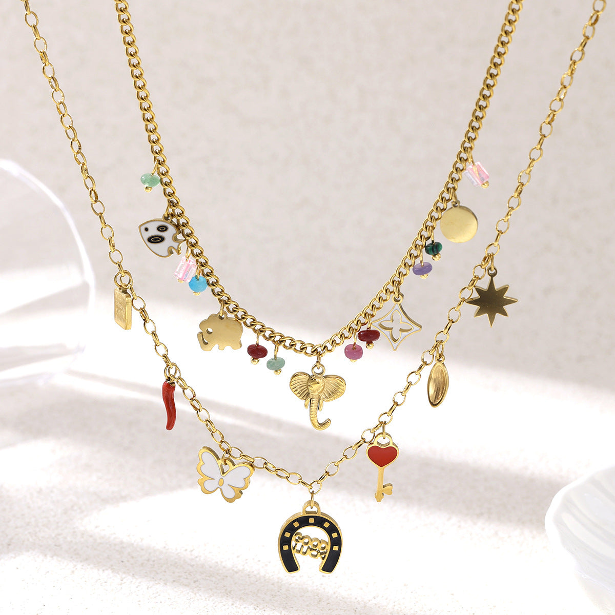 Steel Light Luxury High-grade Color Drop Jewelry Set