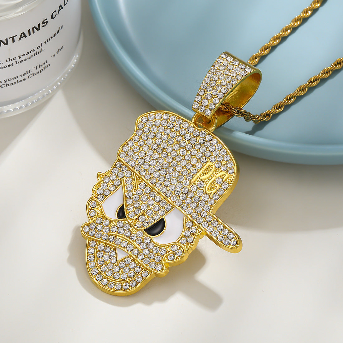 Style Full Diamond Baseball Cartoon Character Street Trend Necklaces