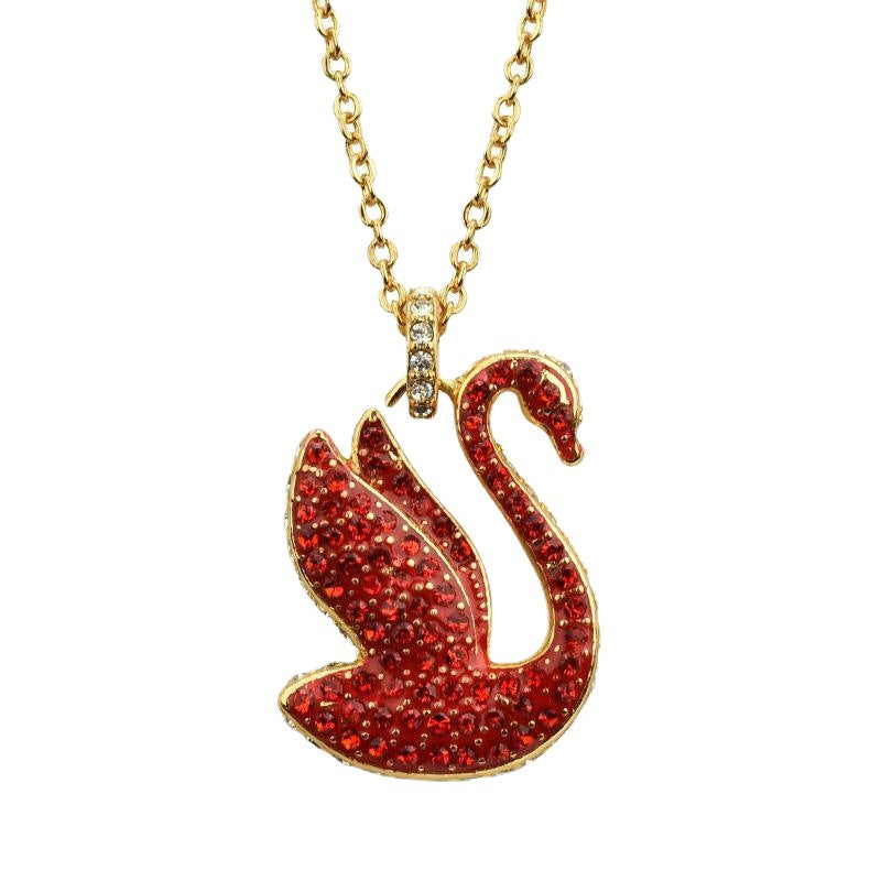 High-grade Classic Diamond Swan Titanium Steel Clavicle Necklaces