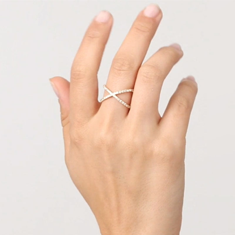 Women's Inlaid Zircon Geometric Cross Fashion Ring