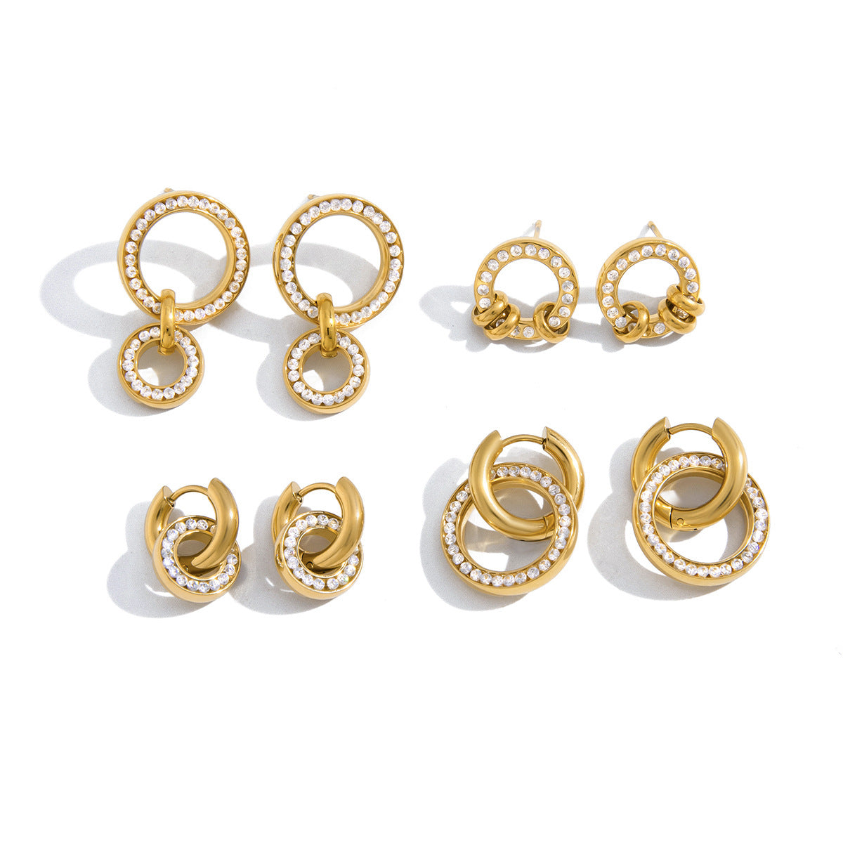 Women's Ding Titanium Steel Zircon Light Luxury Earrings