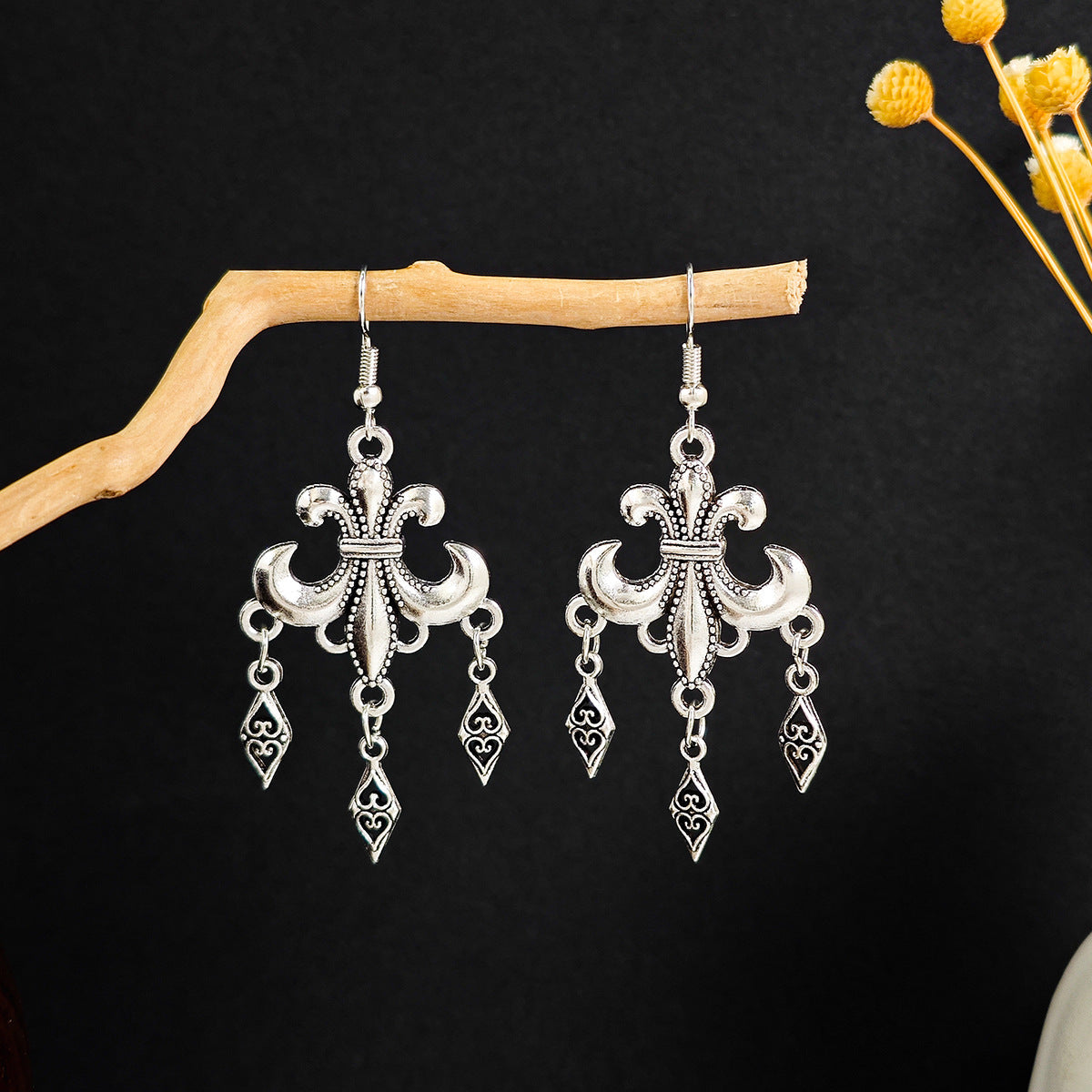 Bohemian Ethnic Style Geometric Water Drop Retro Tourist Attractions Long Earrings