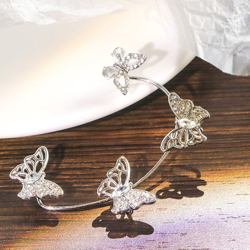 Women's Clip Inlaid Zircon Pearl Light Luxury Stud Earrings
