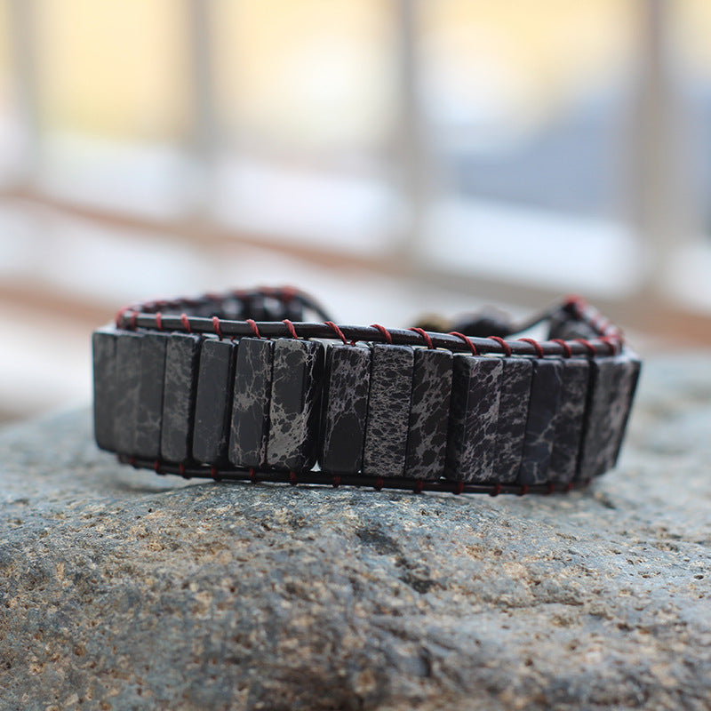 Bohemian Style Natural Stone Lan Di Royal Vintage Hand-woven Bracelet