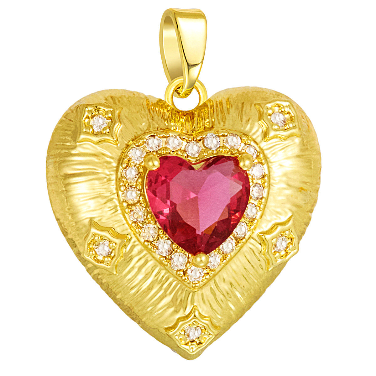 Fashion Colored Loving Heart Cute Gold Color Brass Pendant
