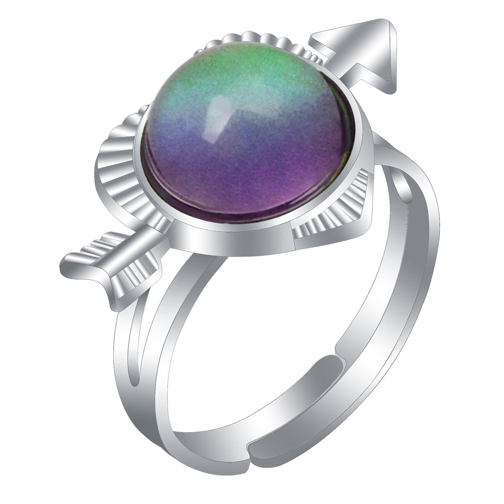 Fashion Charm Female High Profile Retro Gem Temperature Change Ring
