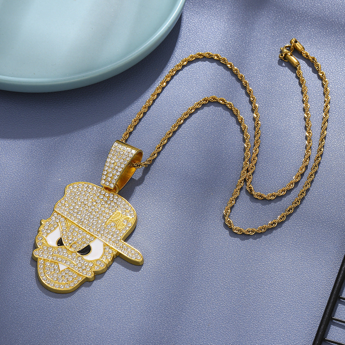 Style Full Diamond Baseball Cartoon Character Street Trend Necklaces