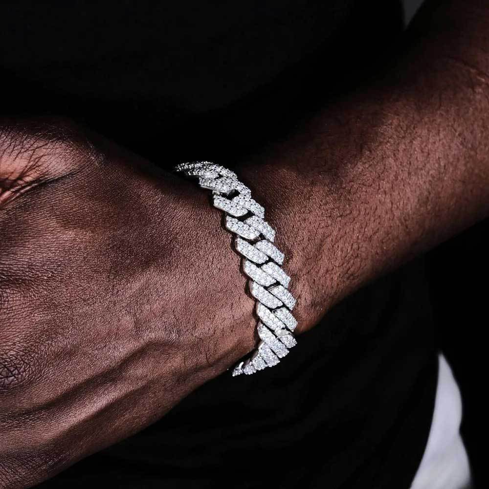 Cuban Link Zirconia Chain Bracelet in Gold or White Gold – Bold Hip Hop Jewelry for Men and Women