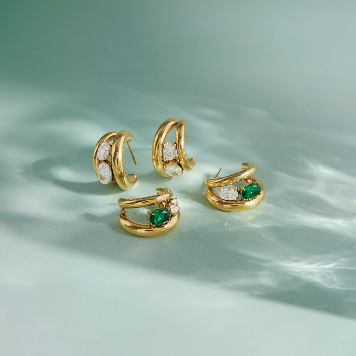 Ding Titanium Steel Zircon Design Sense Special Interest Female Light Earrings