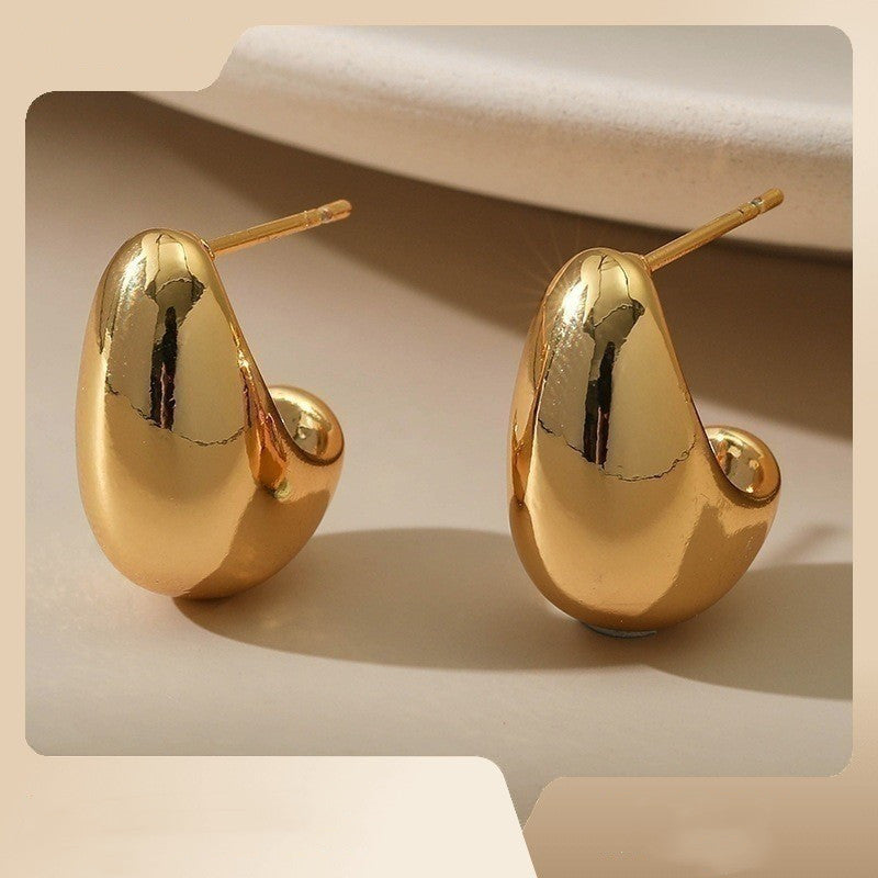 Shaped Pea Copper Gold-plated French Style Petite Earrings