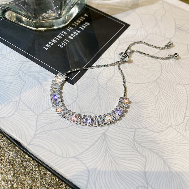 Super Flash Light Luxury Full Rhinestone Zircon Design Pull Bracelets