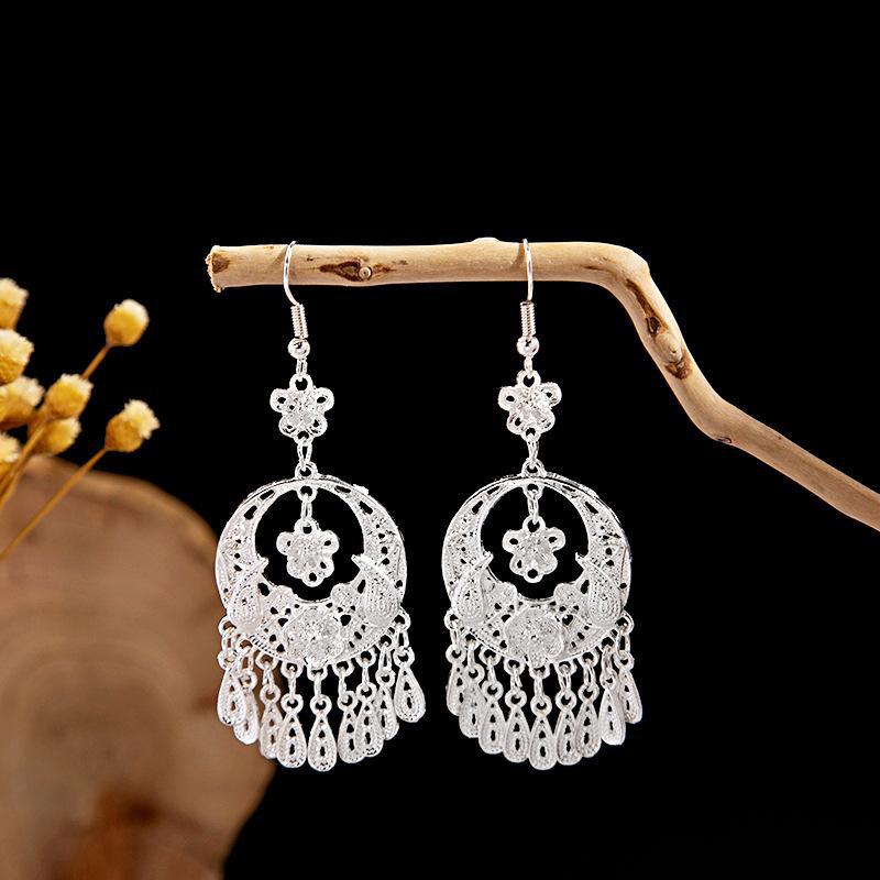 Colorful Long Feather Tassel Scenic Spot Earrings