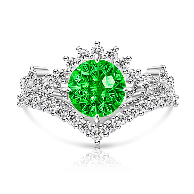 Carbon Diamond Fireworks Cut Garland Female Inlaid Ring