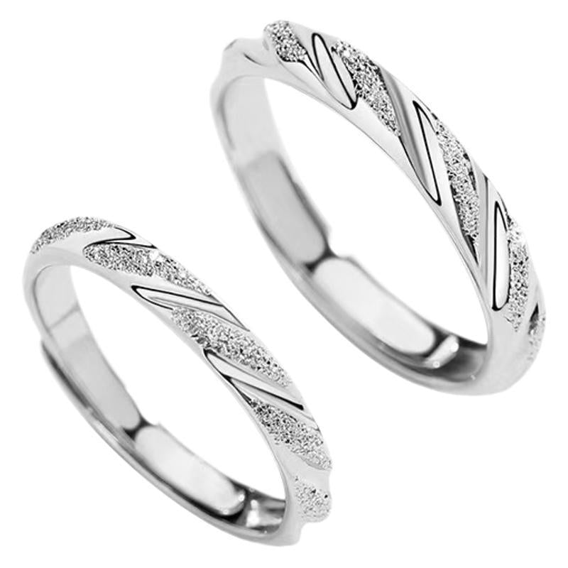Women's & Men's Style Frosted Couple Fashion Simple Bevel Cut Rings