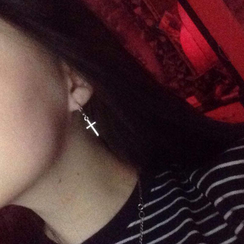 Fashion Simple Alloy Cross Punk Girlfriends Stud Earrings