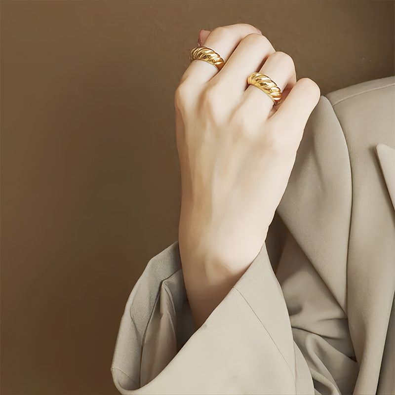 Steel No Fading Retro Artistic Horn Bread Trend Rhombus Rings