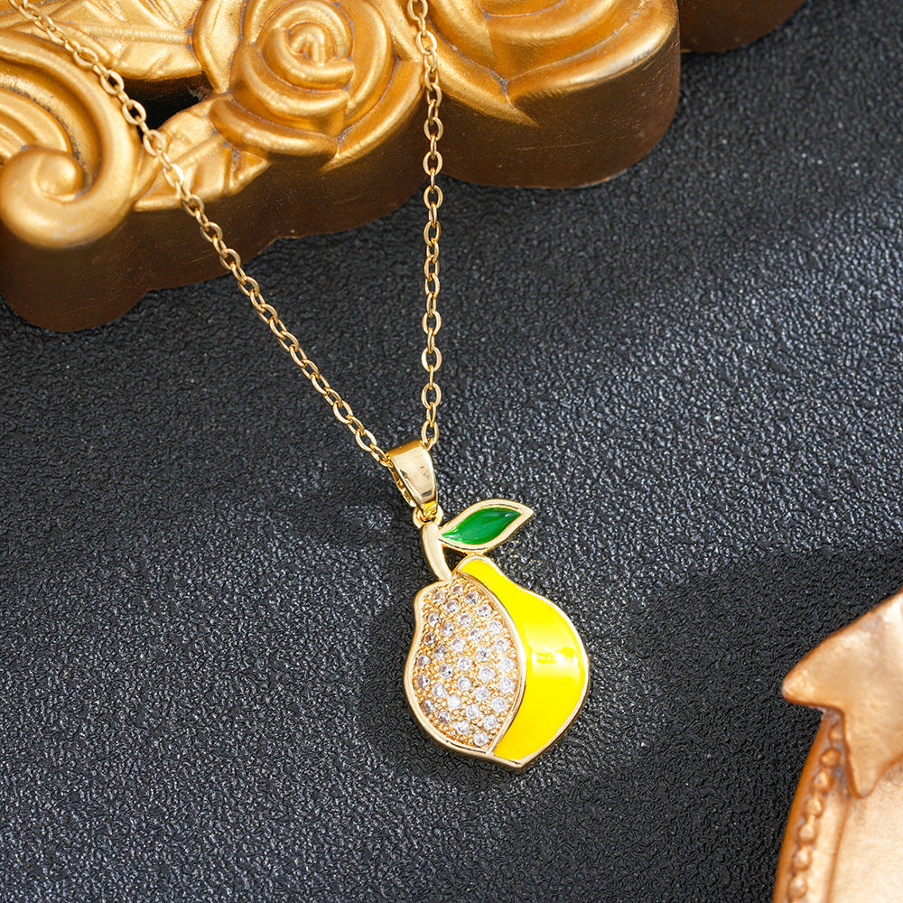 Women's Pastoral Style Strawberry Cute Simple Titanium Necklace