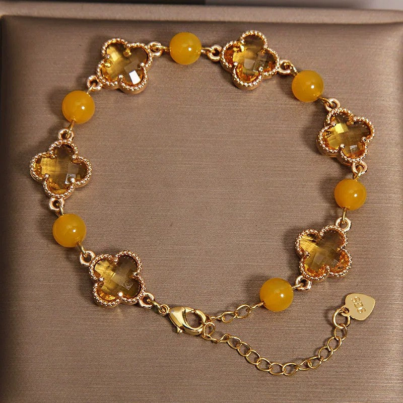 Agate Female Light Luxury Minority Exquisite Four-leaf Clover Bracelet