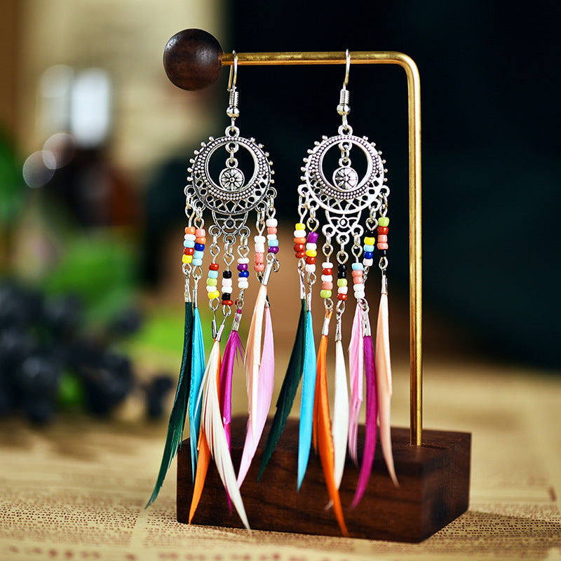 Women's Bohemian Ethnic Tassel Blue Ear Vintage Earrings