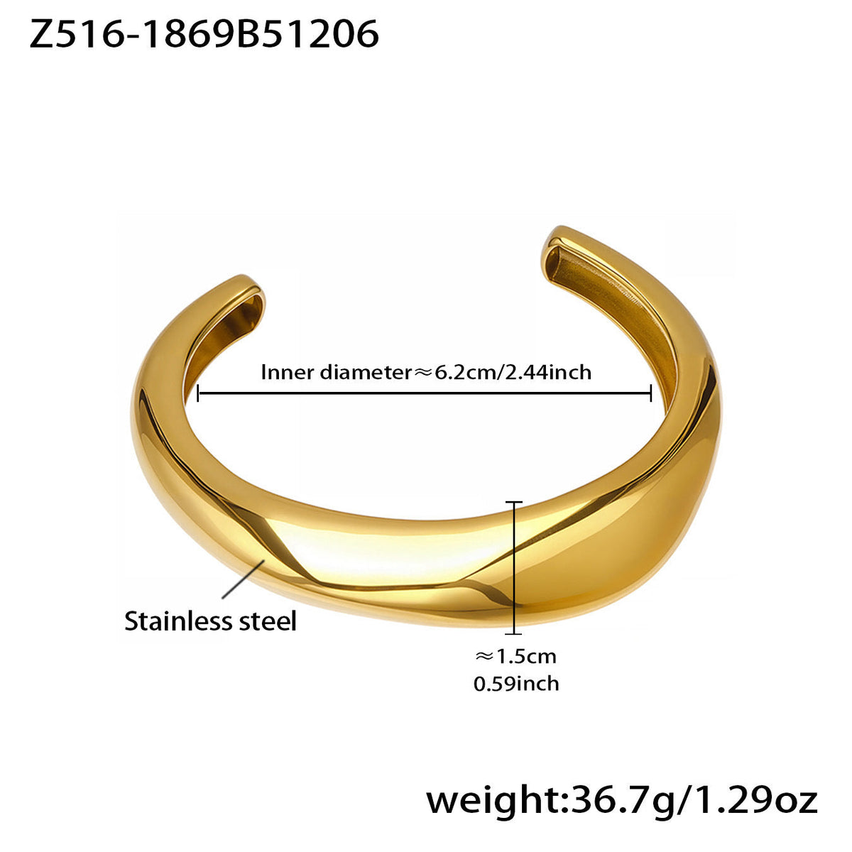 Personalized Glossy Open Stainless Steel Female Bracelet