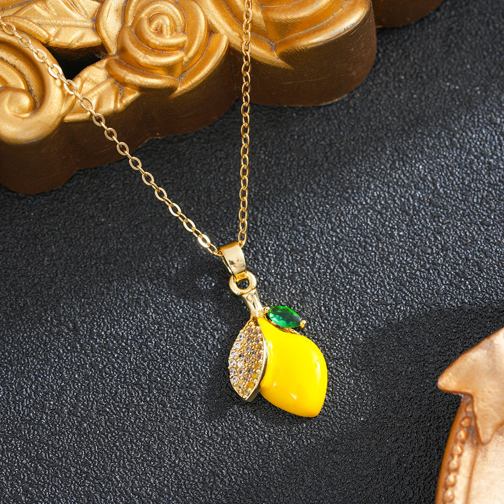 Women's Pastoral Style Strawberry Cute Simple Titanium Necklace