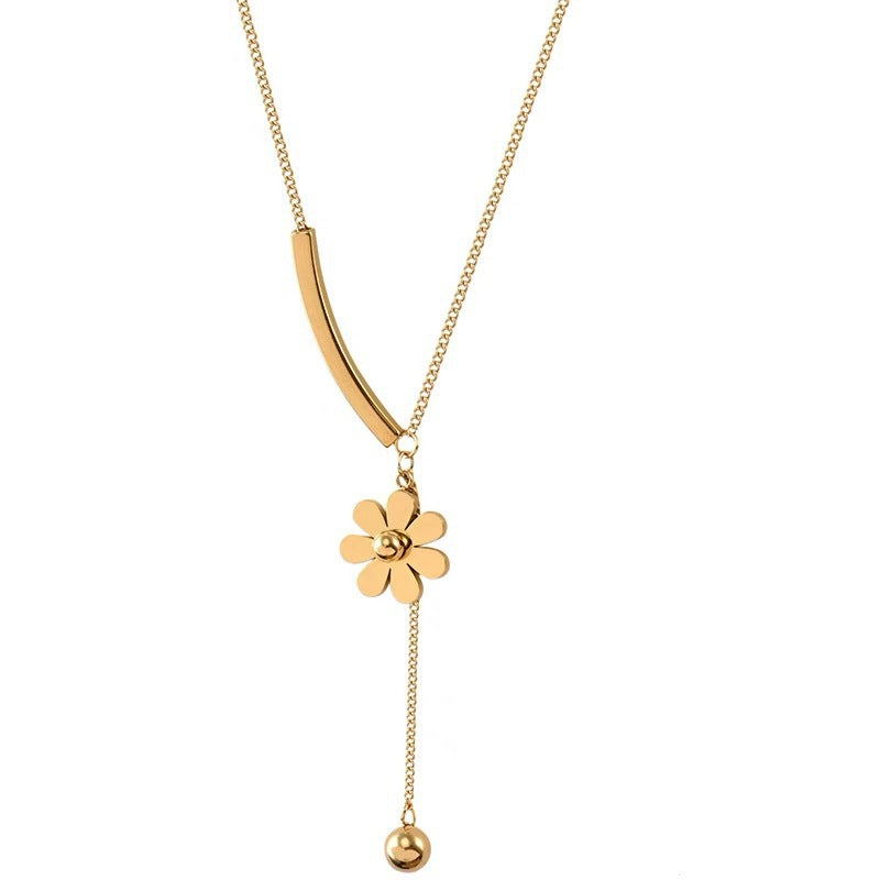 Korean Style Little Daisy Tassel Female Light Luxury Minority High-grade Necklace