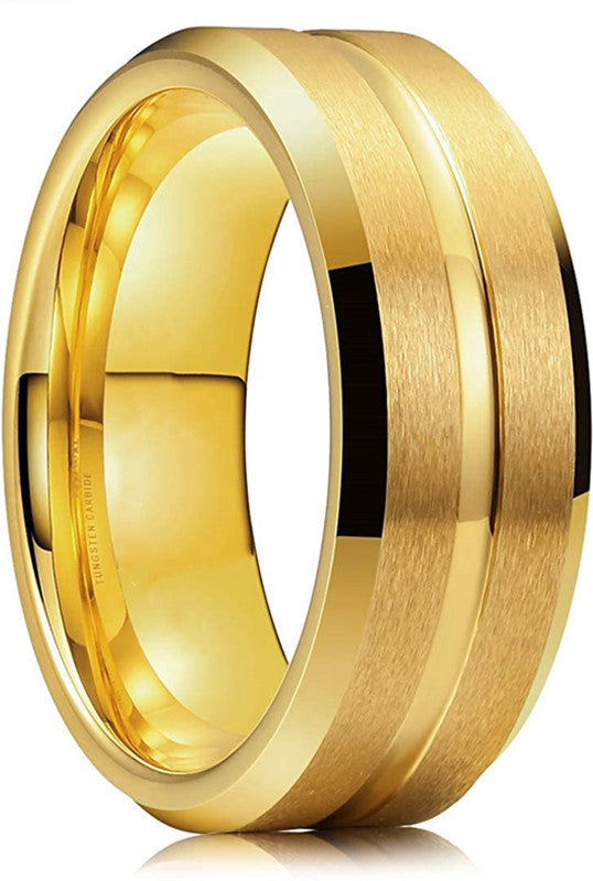 Men's Fashion Xi Groove Stainless Steel Source Ring