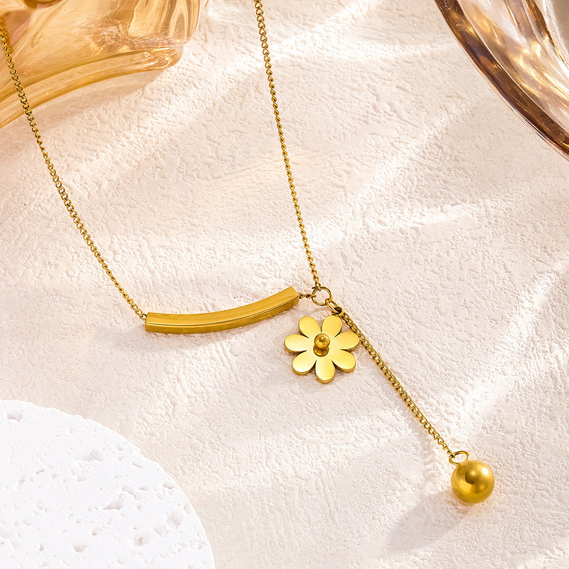 Korean Style Little Daisy Tassel Female Light Luxury Minority High-grade Necklace