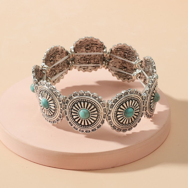 Style Personality Retro Alloy Turquoise Stretch Bracelets