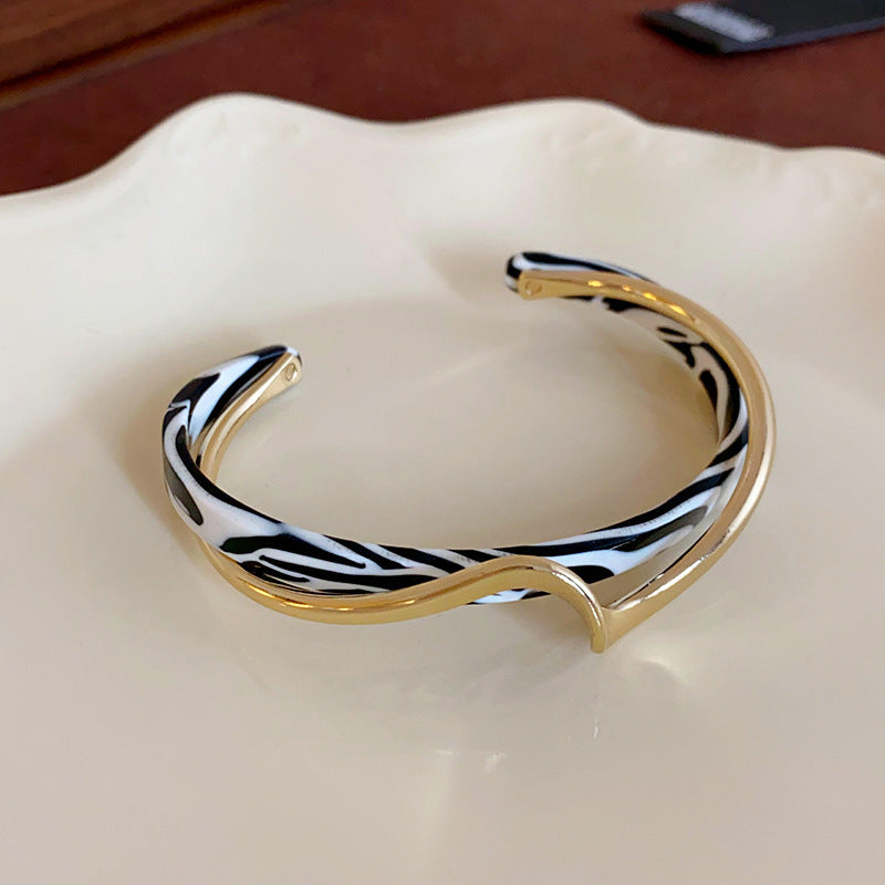 Metallic Striped Geometric Cross Flowers Openings Niche Exaggerated High Bracelet