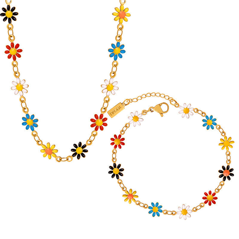 Vintage Flower Titanium Steel Little Daisy Necklaces