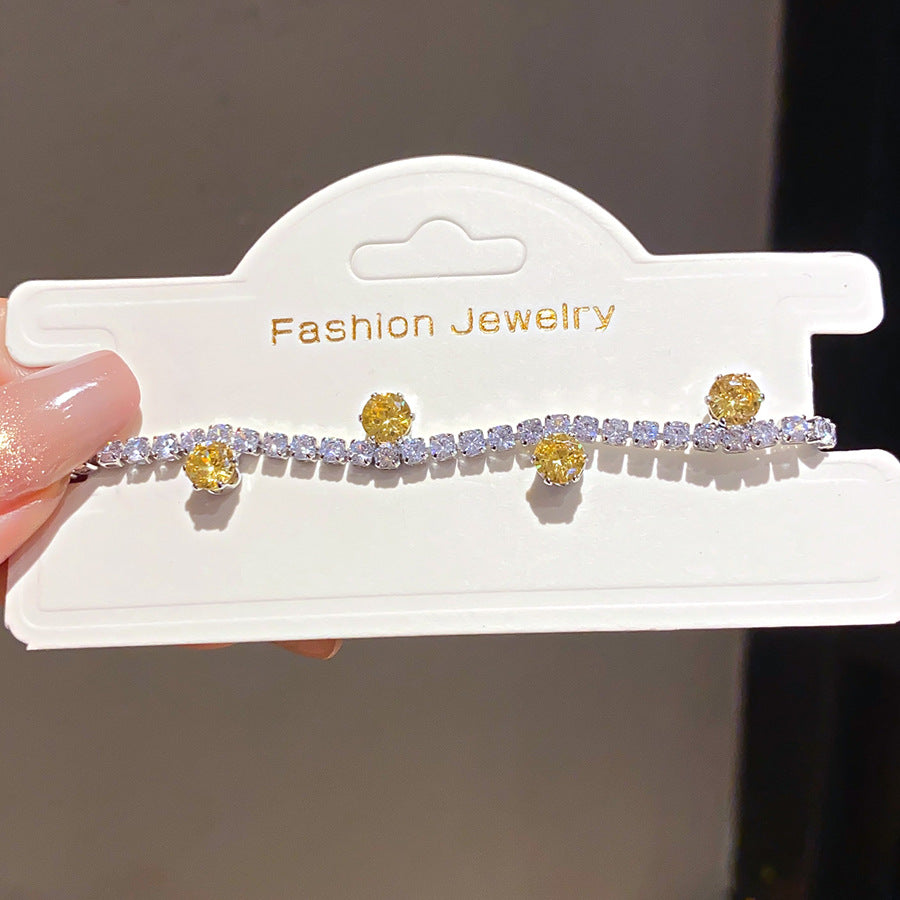 Zircon Round Simple Fashion Buckle Unique Design Fashionable Exquisite Light Bracelets