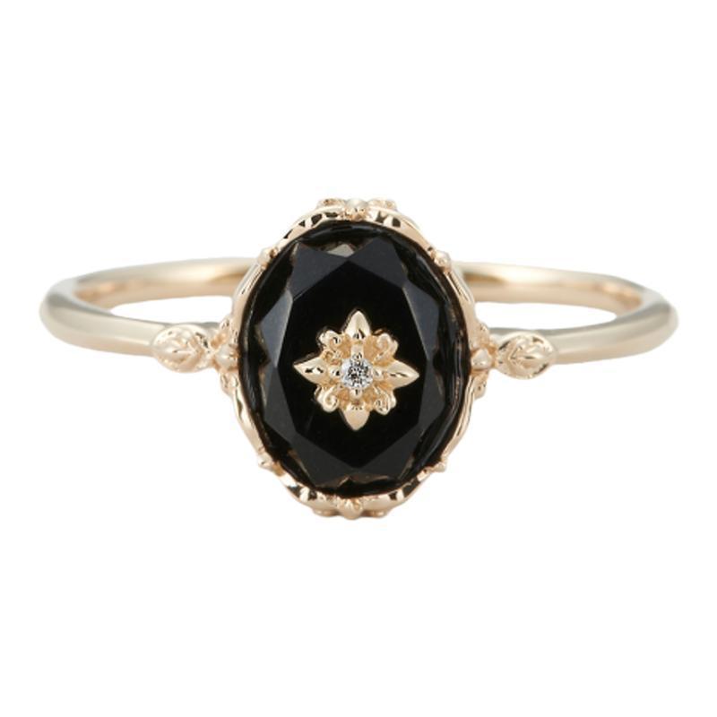 Inlaid Agate Female Mild Luxury Retro Niche Ring