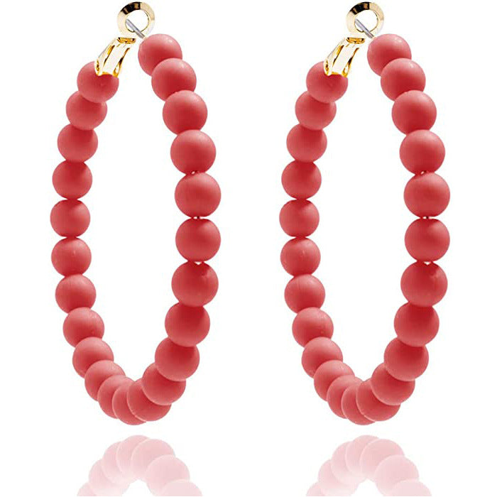 Women's Summer Colorful Acrylic Beads Round Bohemian Earrings