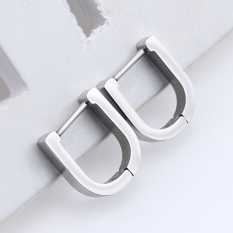 Steel Geometric Personality Hexagon Ear Clip Simple Square Earrings