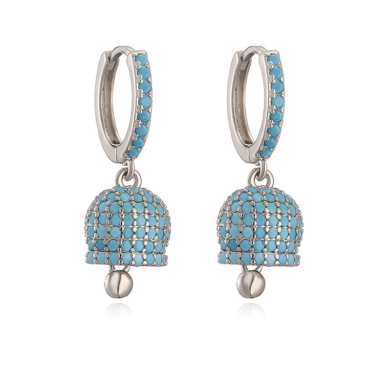 Luxury Fashion Copper Inlaid Color Diamond Bell Niche High Sense Earrings