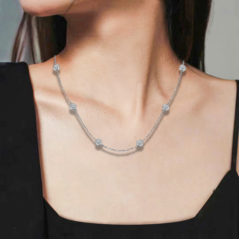 Stackable Bubble Necklace & Bracelet Set – 4mm Round Moissanite on 18K Gold-Plated Sterling Silver