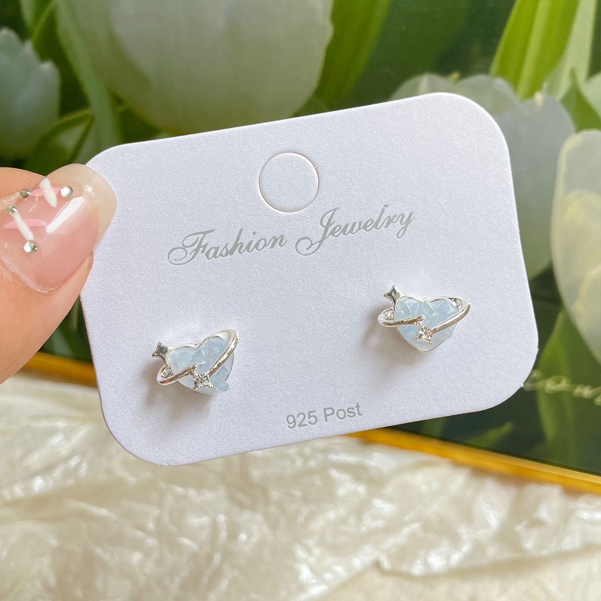 Women's Gradient Crystal Bow Sier Needle Light Luxury Pearl Butterfly Earrings