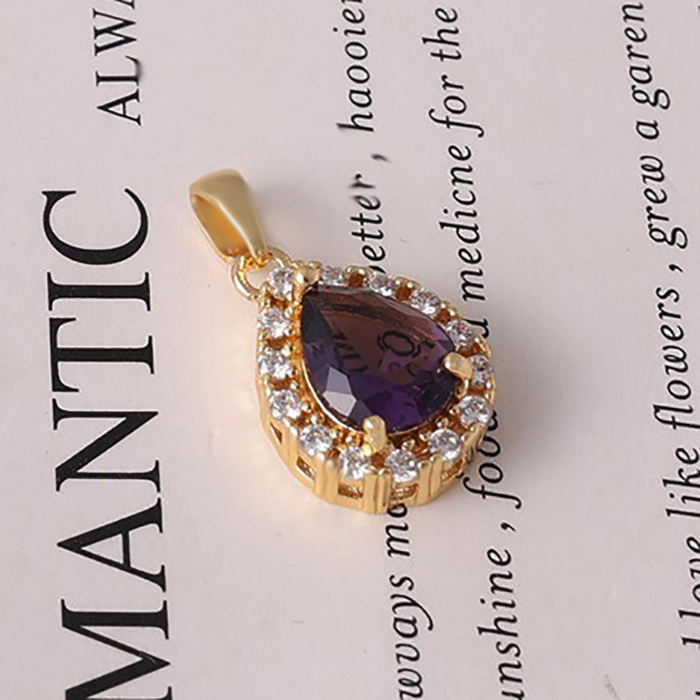 Women's Luxury Electroplated Water Drop Gold Inlaid Diamond In The Debris Pendants