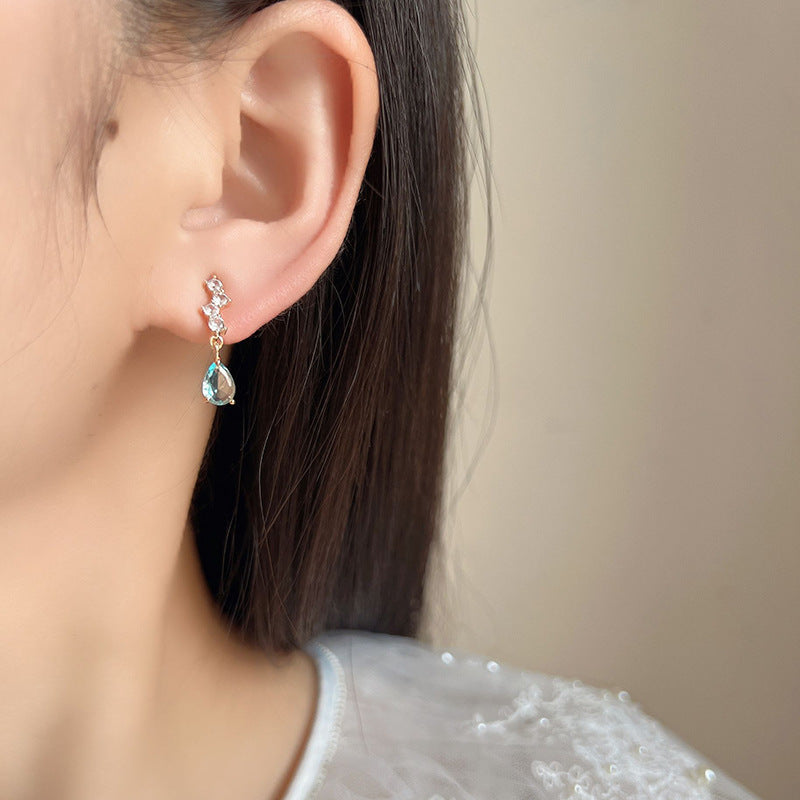 Blue Water Drop Zircon One-piece Mosquito Rings