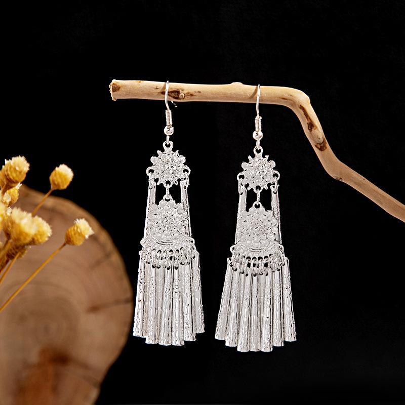 Colorful Long Feather Tassel Scenic Spot Earrings