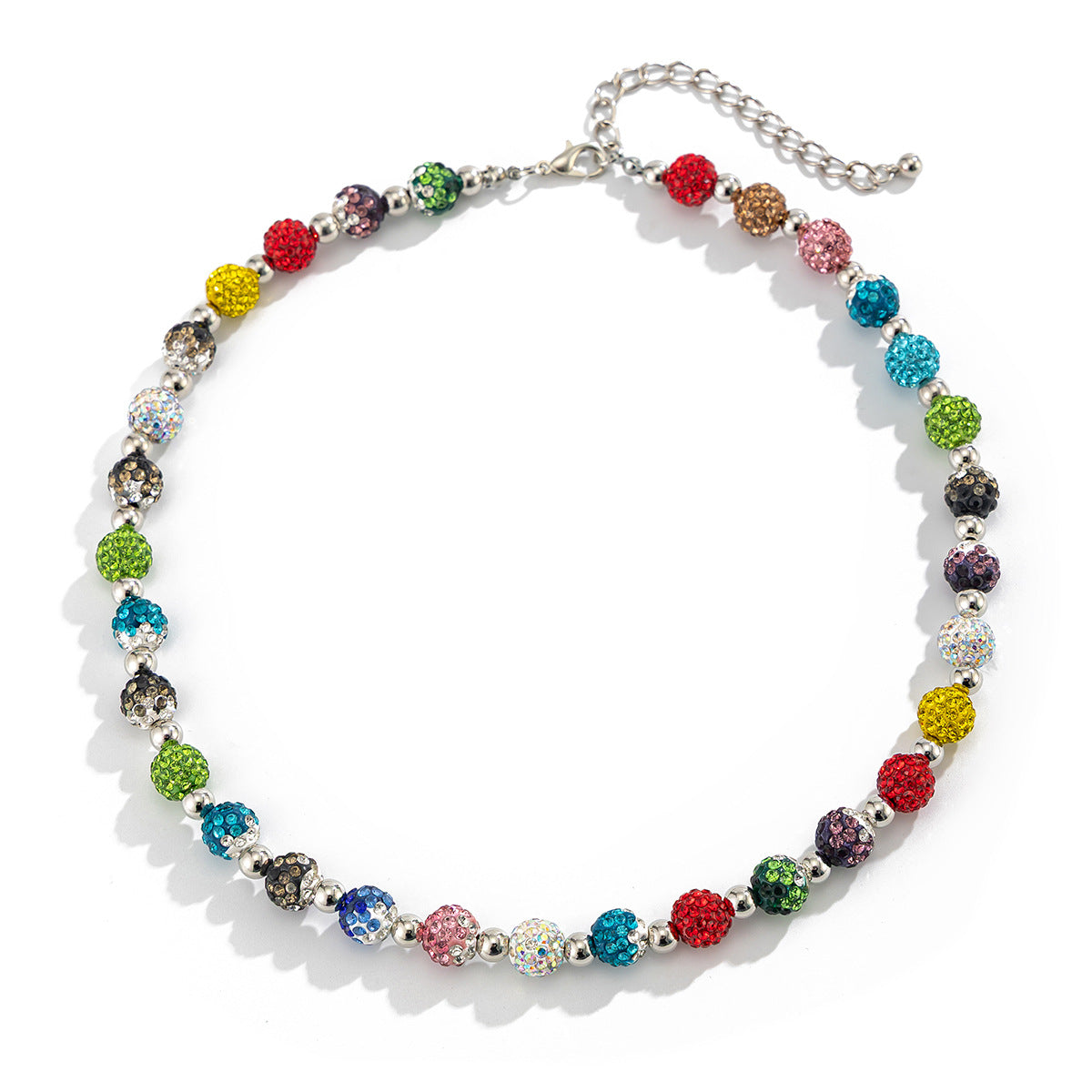 Men's Color Rhinestone Ball Trendy Hip Hop Niche Necklace