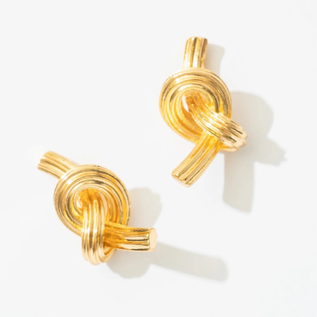 Fashion Striped Knotted Brushed Sier Niche Earrings