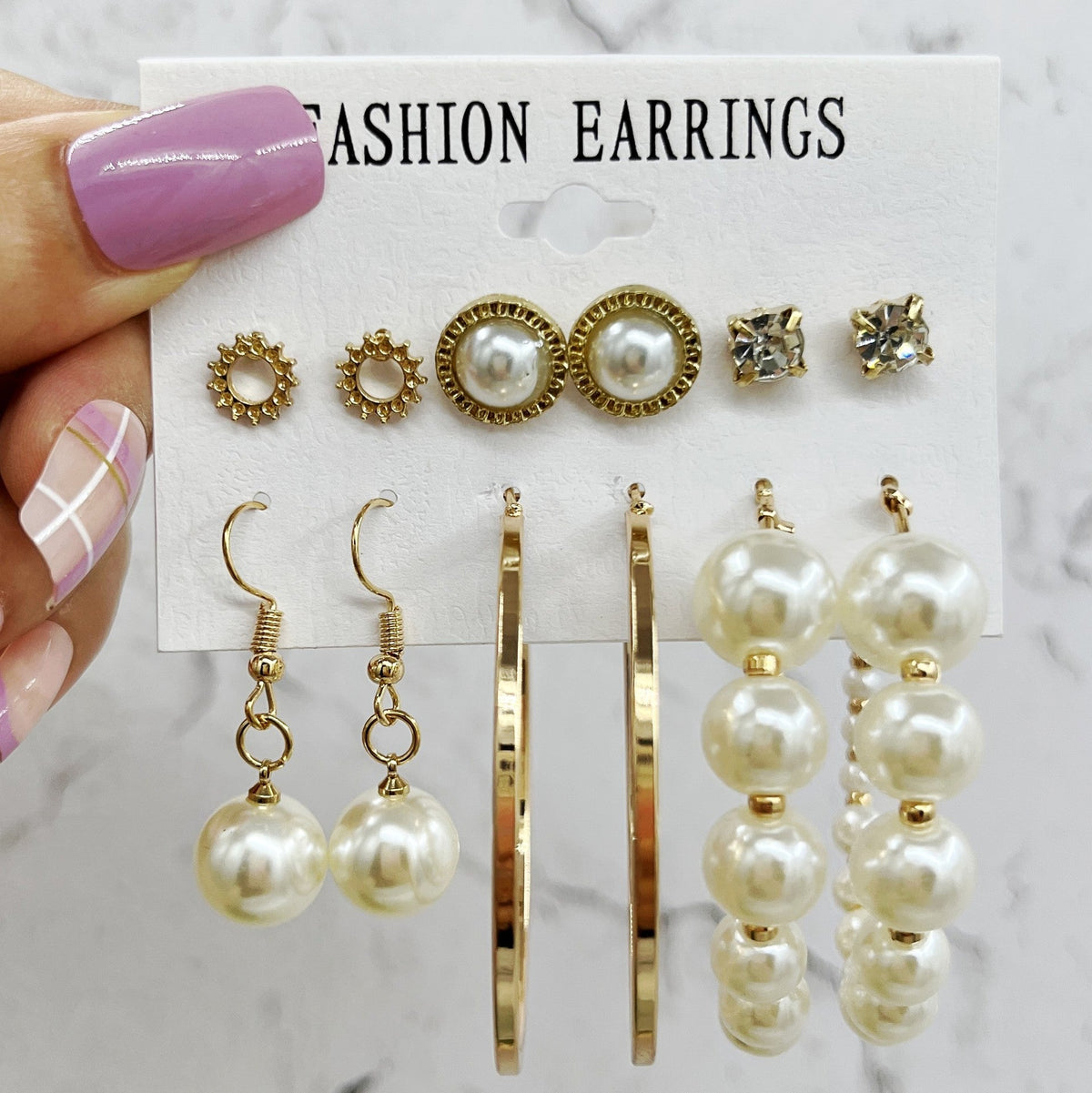 Women's French Retro Circle Pearl For Stud Earrings