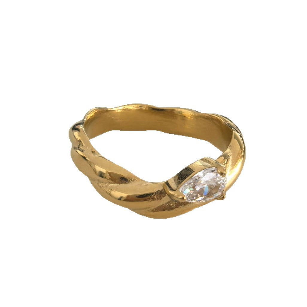 Women's Inlaid Zircon Retro Easy Matching Light Luxury Ring